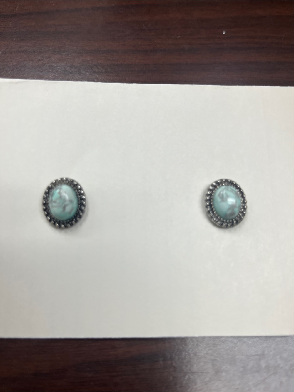 Silver Stud Earrings with Turquoise colors